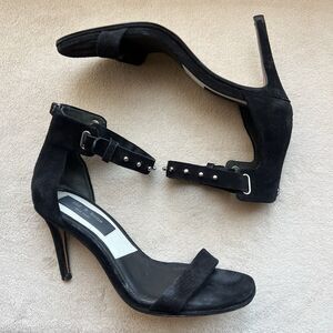 Rag & Bone Black Suede Stiletto Heel Sandal Women EU 40 US 10 Silver Studs Party